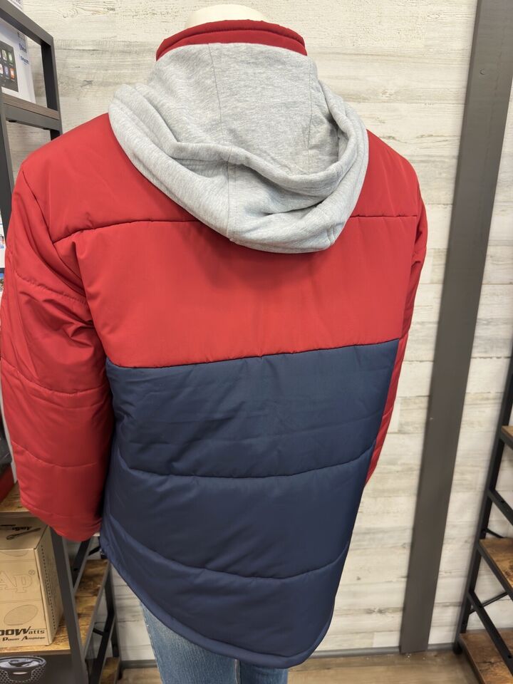 Men's Champion Red and Blue Hooded Jacket - Large