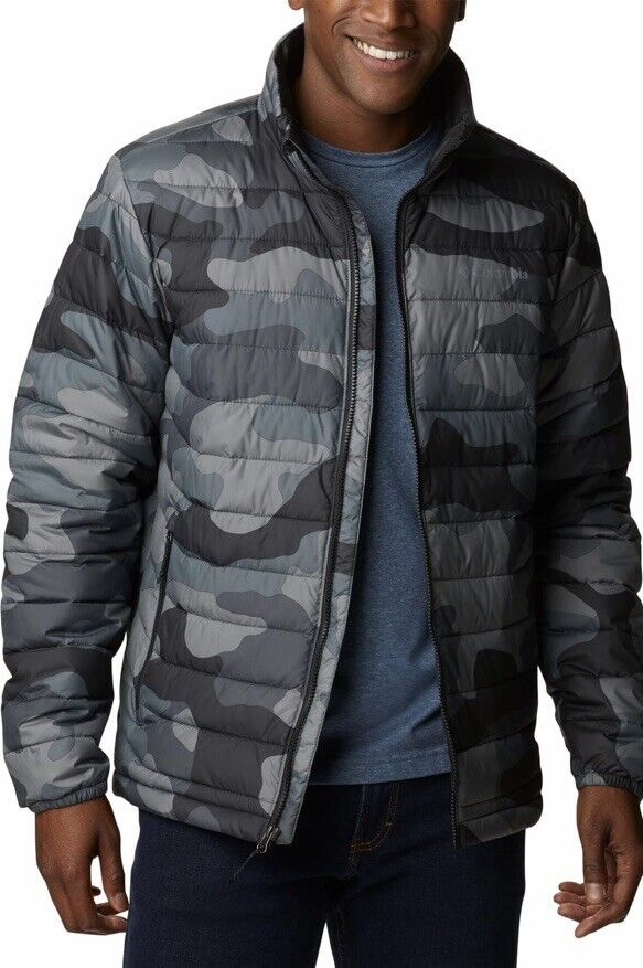 Men's Columbia Powder Lite Black Mod Camo Puffer Jacket