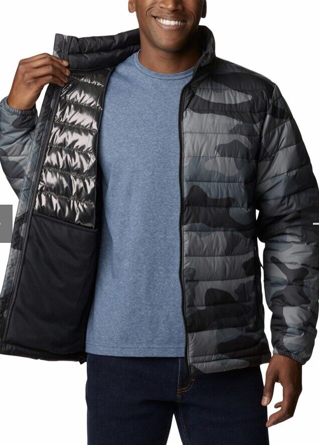 Men's Columbia Powder Lite Black Mod Camo Puffer Jacket