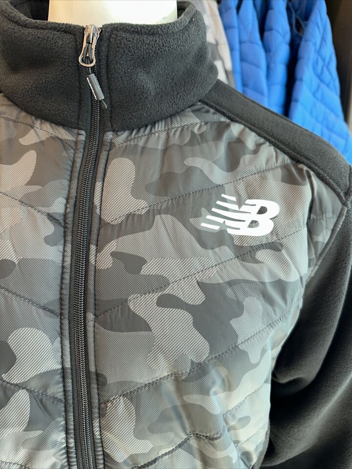 Men's New Balance Black and Gray Camo Fleece Jacket - Large