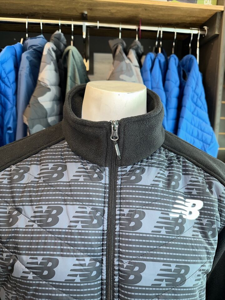Men's New Balance Black and Blue Fleece Jacket - Large
