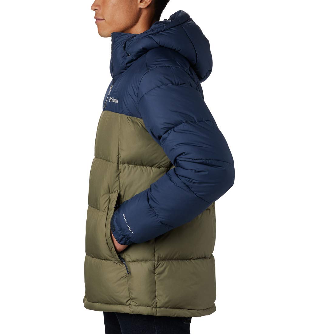Men's Columbia Pike Lake Hooded Jacket Stone Green Collegiate Navy - XX-Large