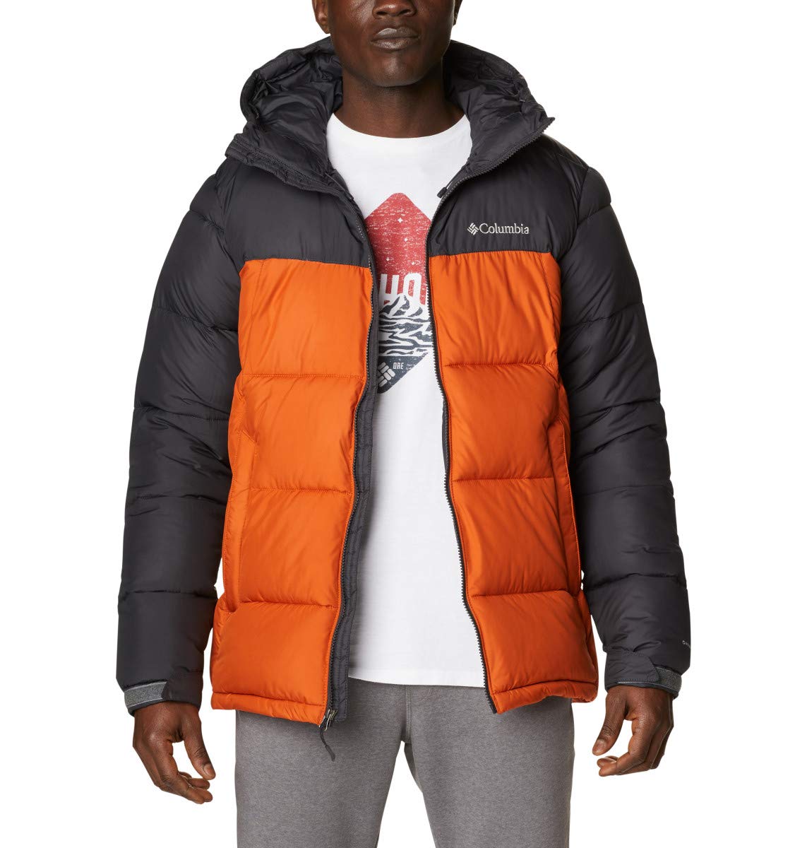 Men's Columbia Pike Lake Hooded Jacket, Harvester/Shark, XX-Large