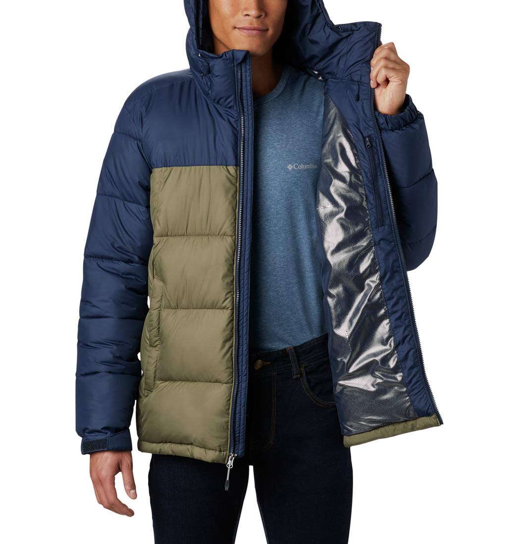 Men's Columbia Pike Lake Hooded Jacket Stone Green Collegiate Navy - XX-Large