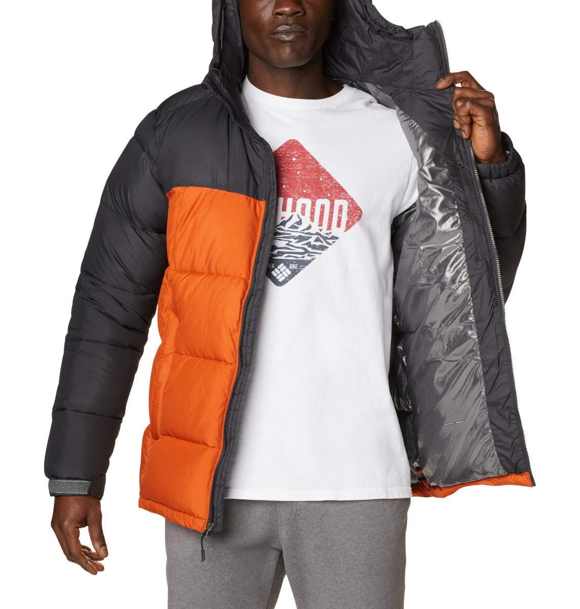 Men's Columbia Pike Lake Hooded Jacket, Harvester/Shark, XX-Large