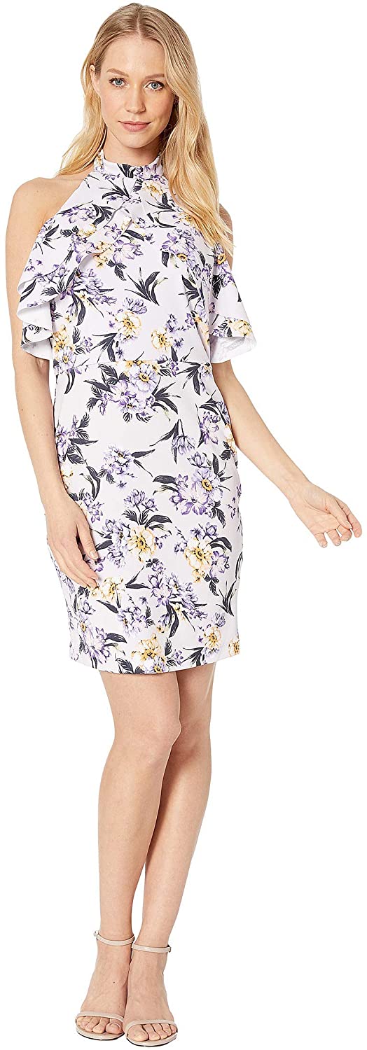 Women’s bebe Ruffle Halter Tie Neck Floral Printed Dress