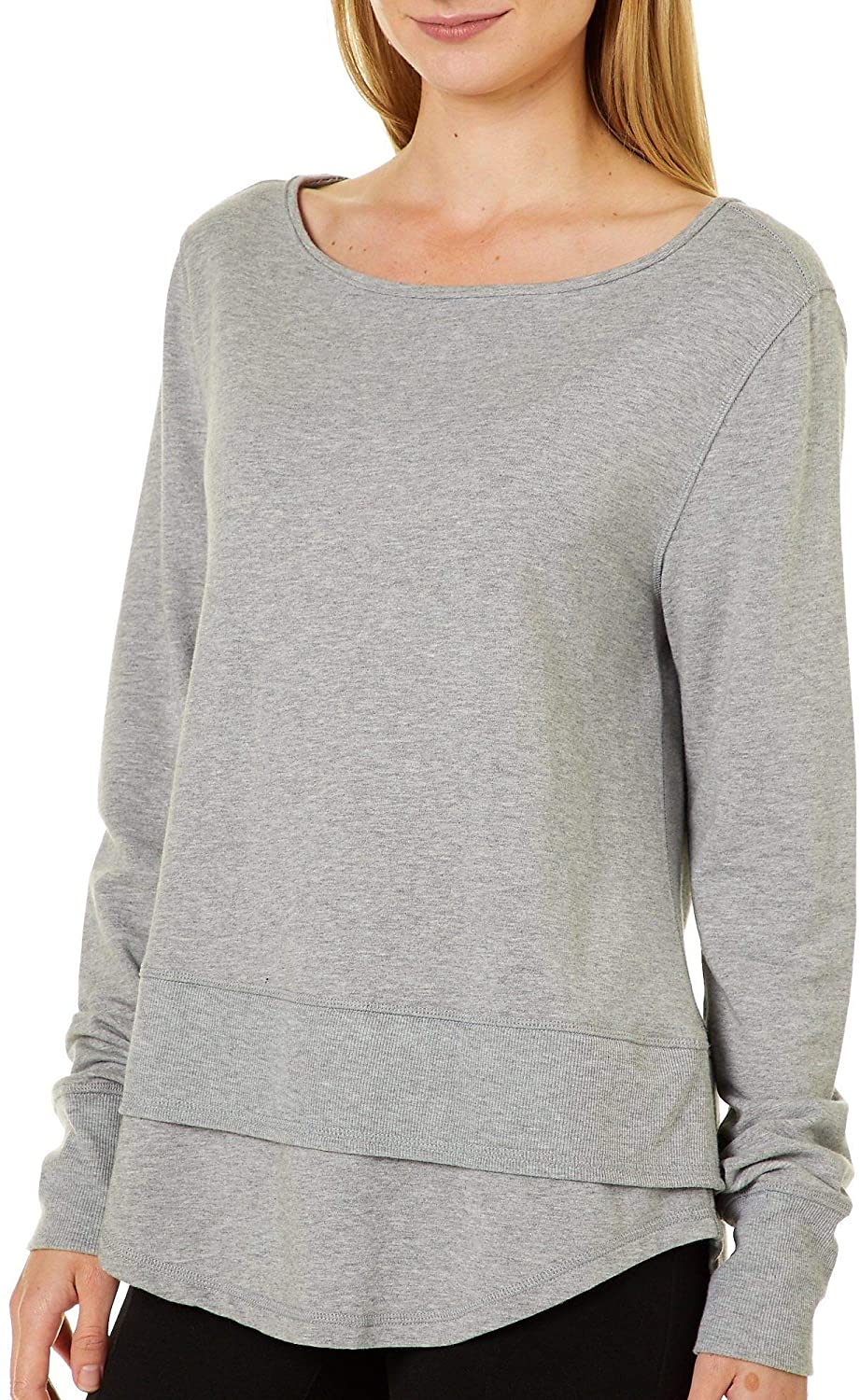 Women's Nanette Lepore Lace Me Up Back Heathered Tunic Top Medium Grey