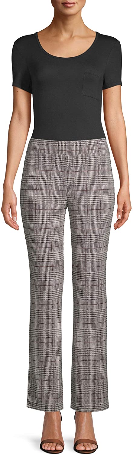 Women's Glen Plaid Knit Bootcut Pull On Crop Pant