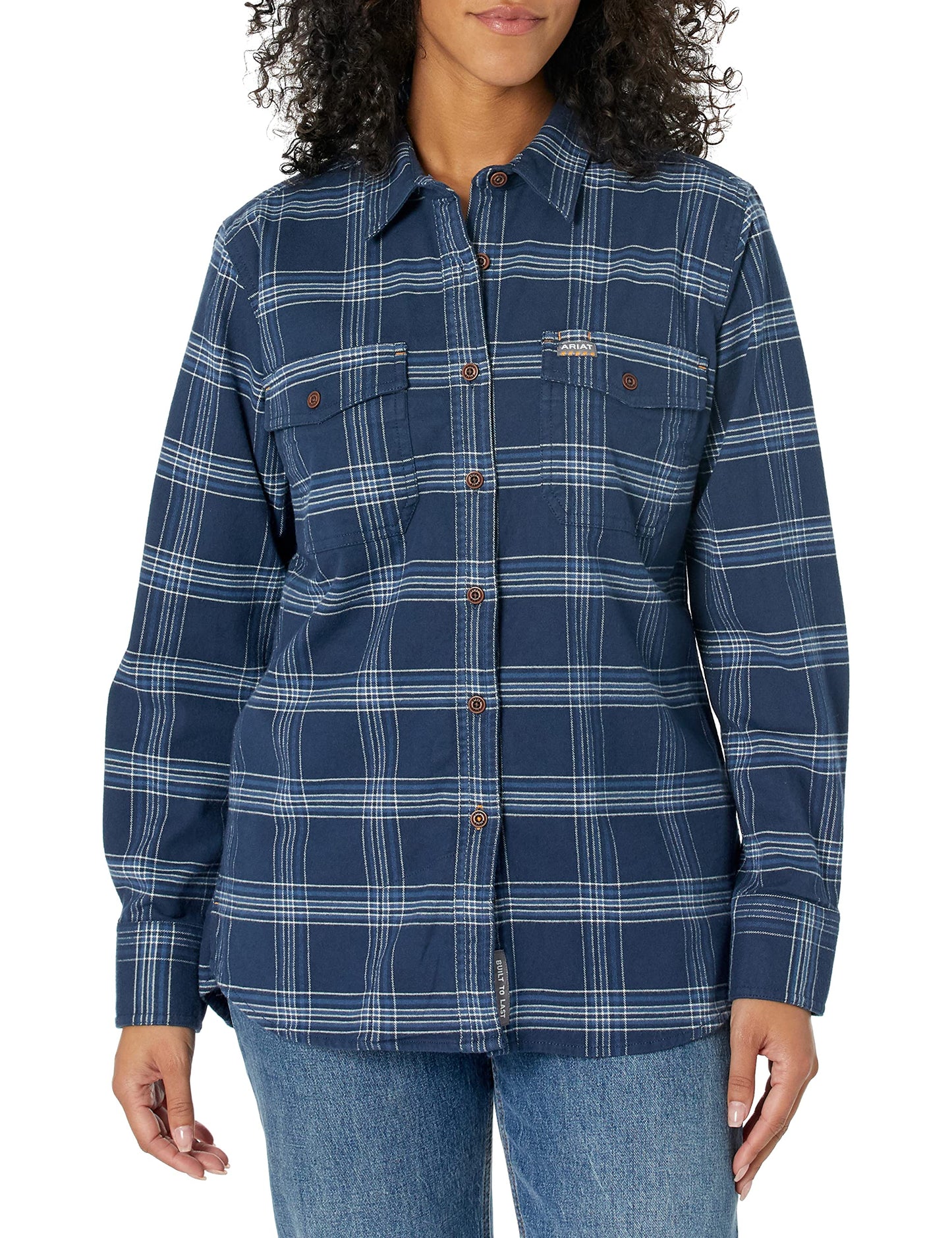 Women's Ariat Female Rebar Flannel DuraStretch Work Shirt Navy - 3X