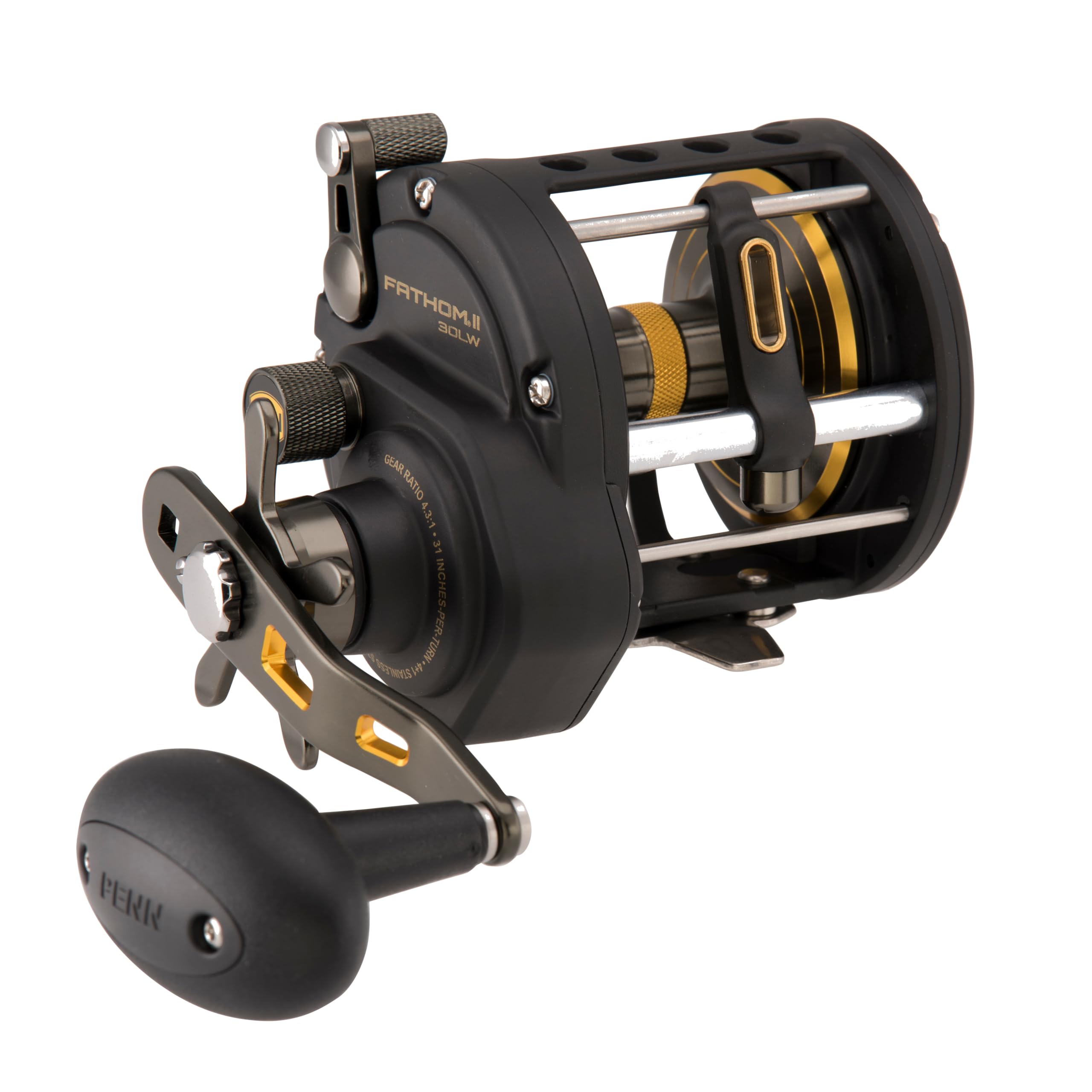 Penn Fathom II Level Wind-Multirolle – Salzwasser-Angelrolle für Boots-, Küsten- und Kajakangeln
