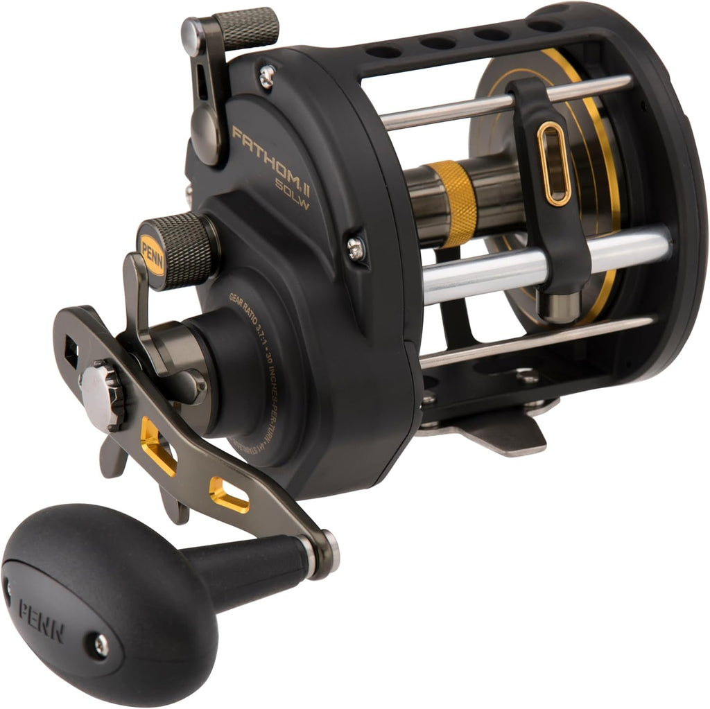 Penn Fathom II Level Wind-Multirolle – Salzwasser-Angelrolle für Boots-, Küsten- und Kajakangeln