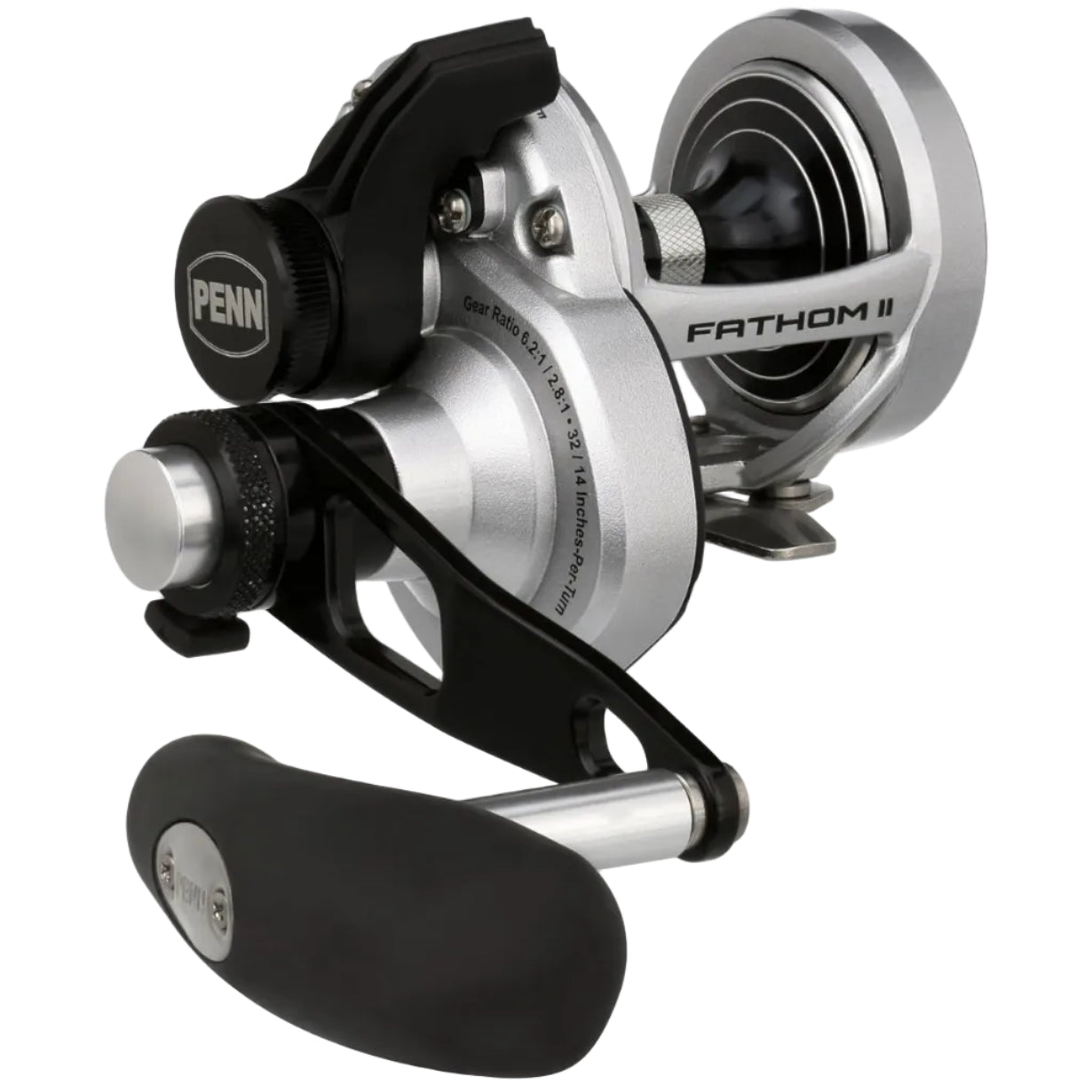 Penn Fathom II Lever Drag 2 Speed - 15LD2 Conv Reel Box, Black Silver