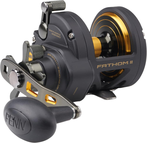 Penn Fathom II Star Drag Conventional Fishing Reel, Black Gold, 25N