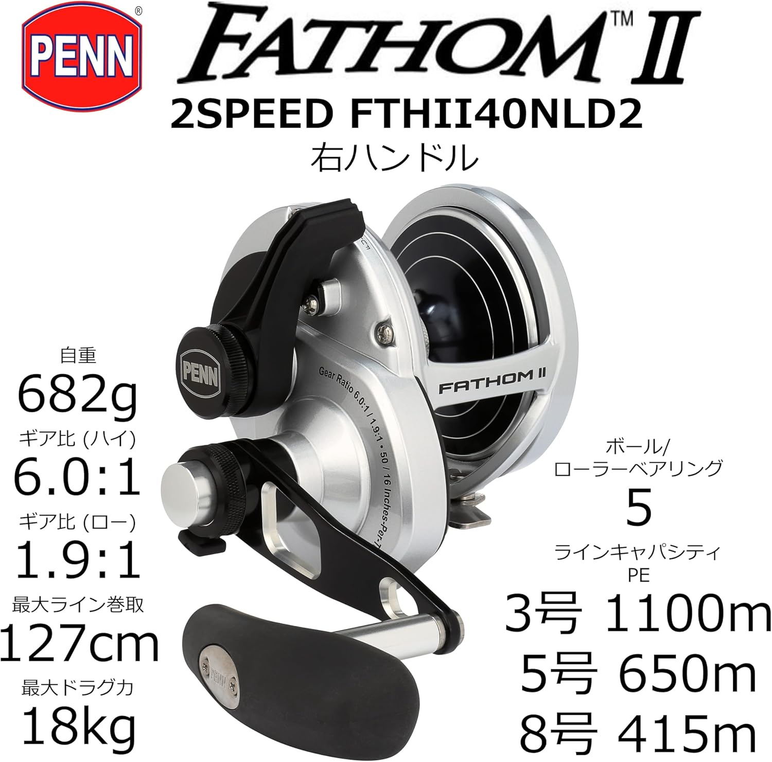 Fathom II Lever Drag 2 Speed - 40NLD2 CV Reel Box