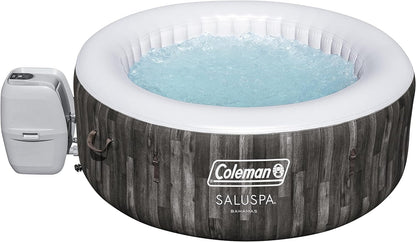 Inflatable Coleman SaluSpa Bahamas 71-Inch x 26-Inch 4 Person Outdoor Portable Hot Tub Spa with 120 Air Jets, Pump, 2 Filter Cartridges, and Tub Cover