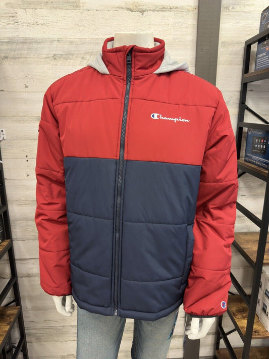 Men's Champion Red and Blue Hooded Jacket - Large