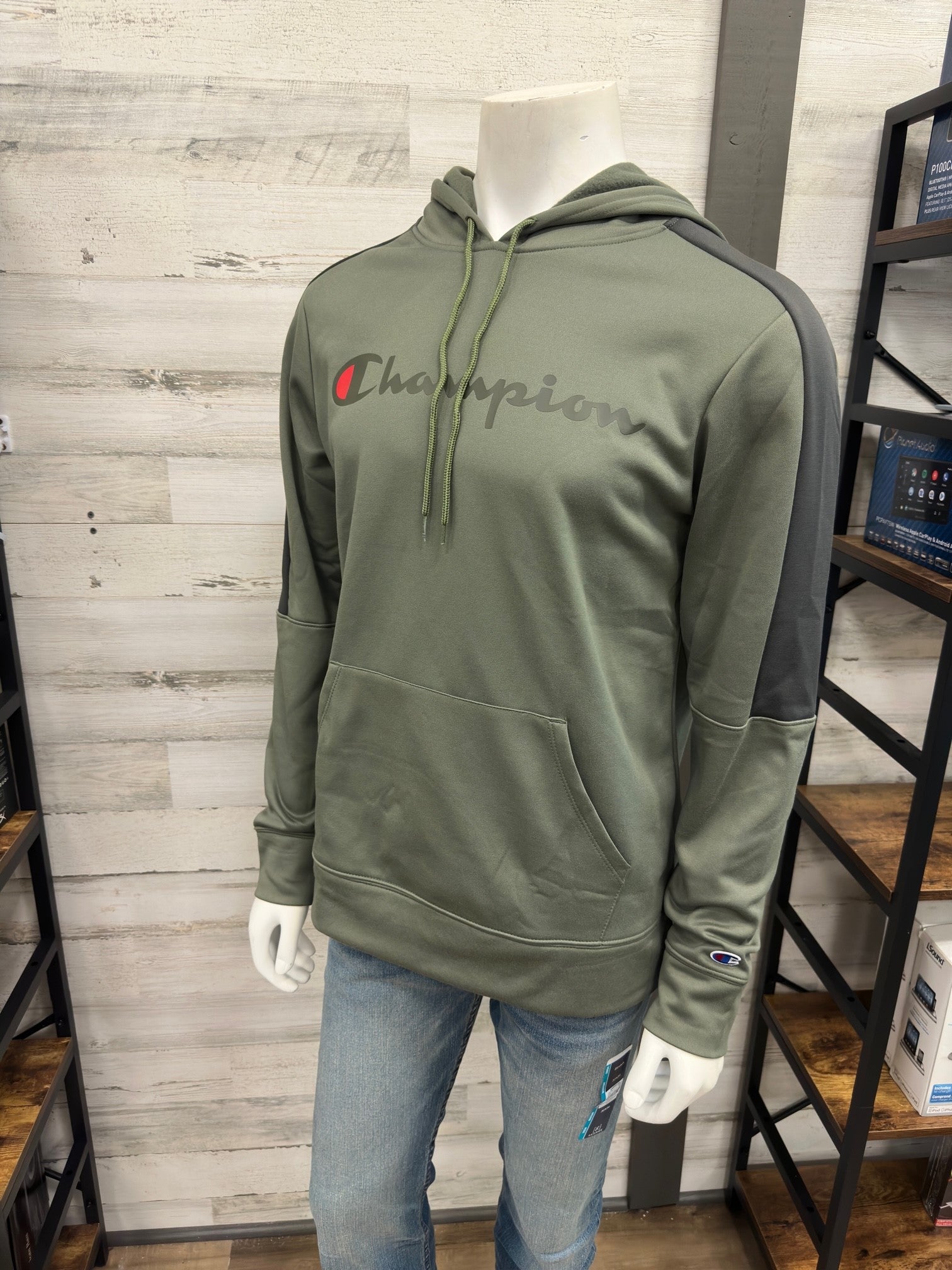 Men's Champion Powerblend Fleece Pull Over Logo Hoodie