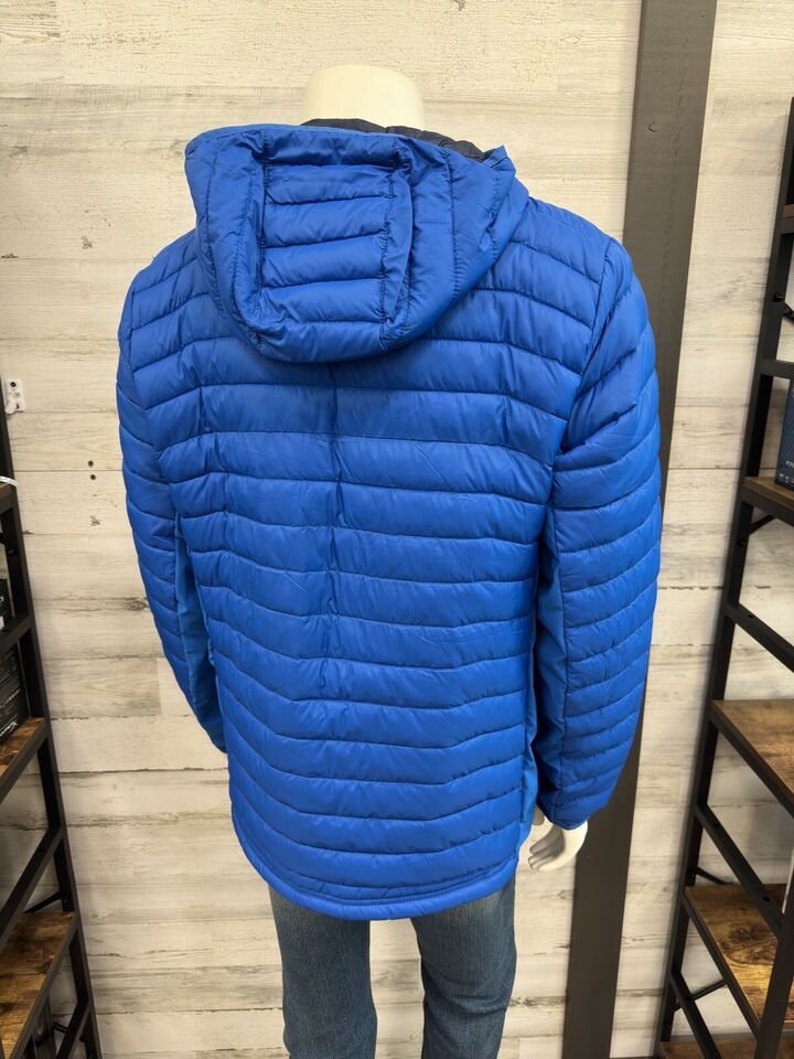 Men's Columbia Blue Powder Pass Hooded Puffer Jacket