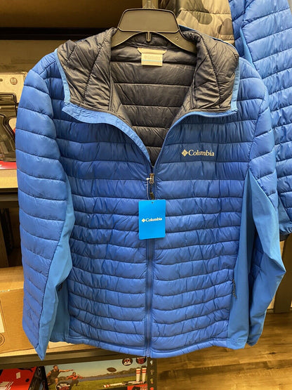 Men's Columbia Blue Powder Pass Hooded Puffer Jacket