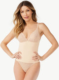 Sofia Intimates by Sofia Vergara Smoothing Seamless Beige Lace Bodysuit Shapewear