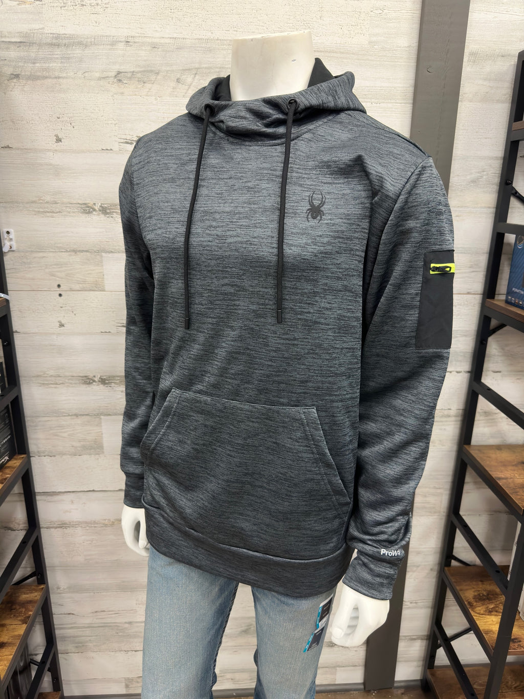 Men's Spyder Tech Pull Over Charcoal Gray Fleece Hoodie