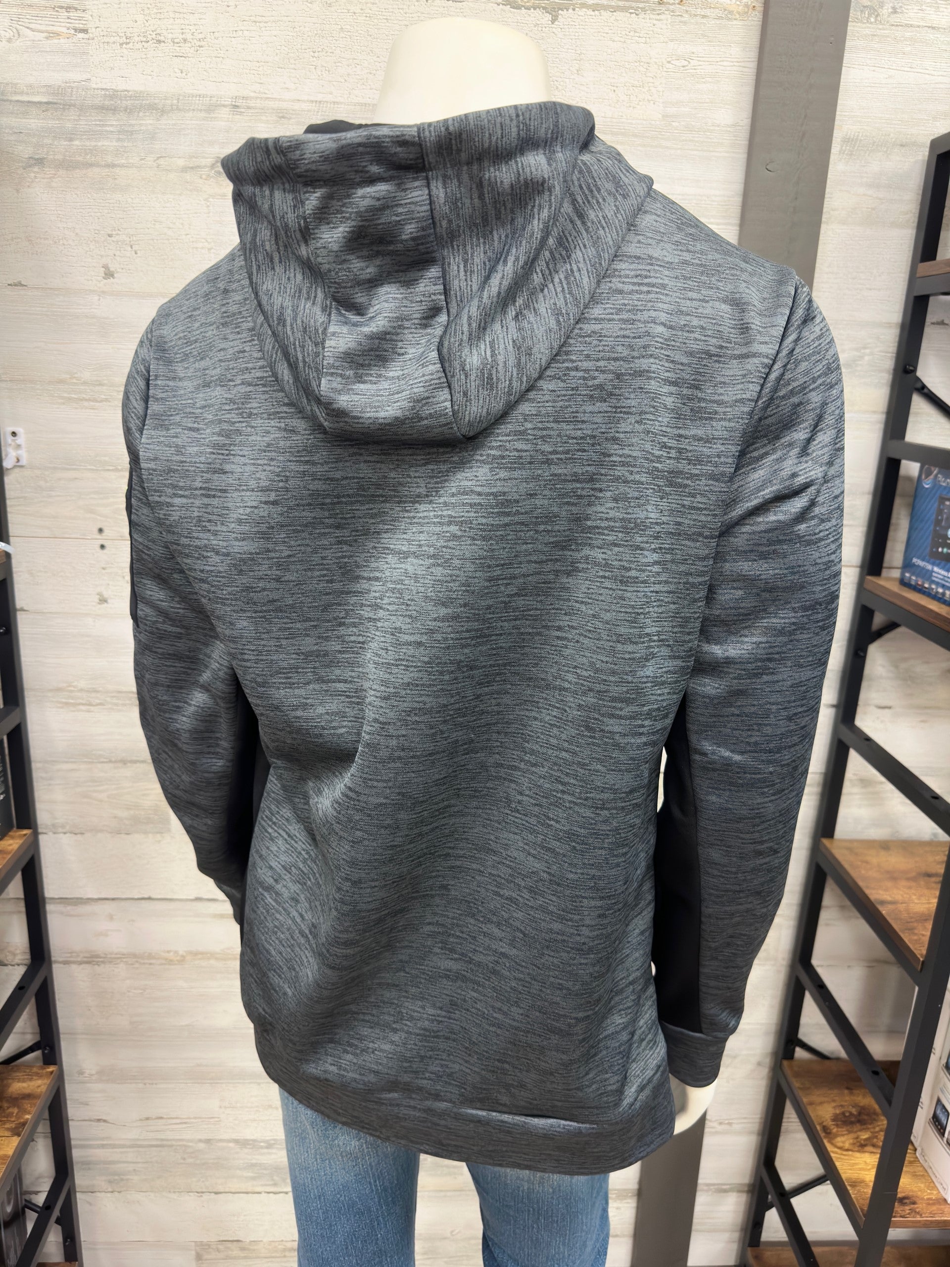 Men's Spyder Tech Pull Over Charcoal Gray Fleece Hoodie