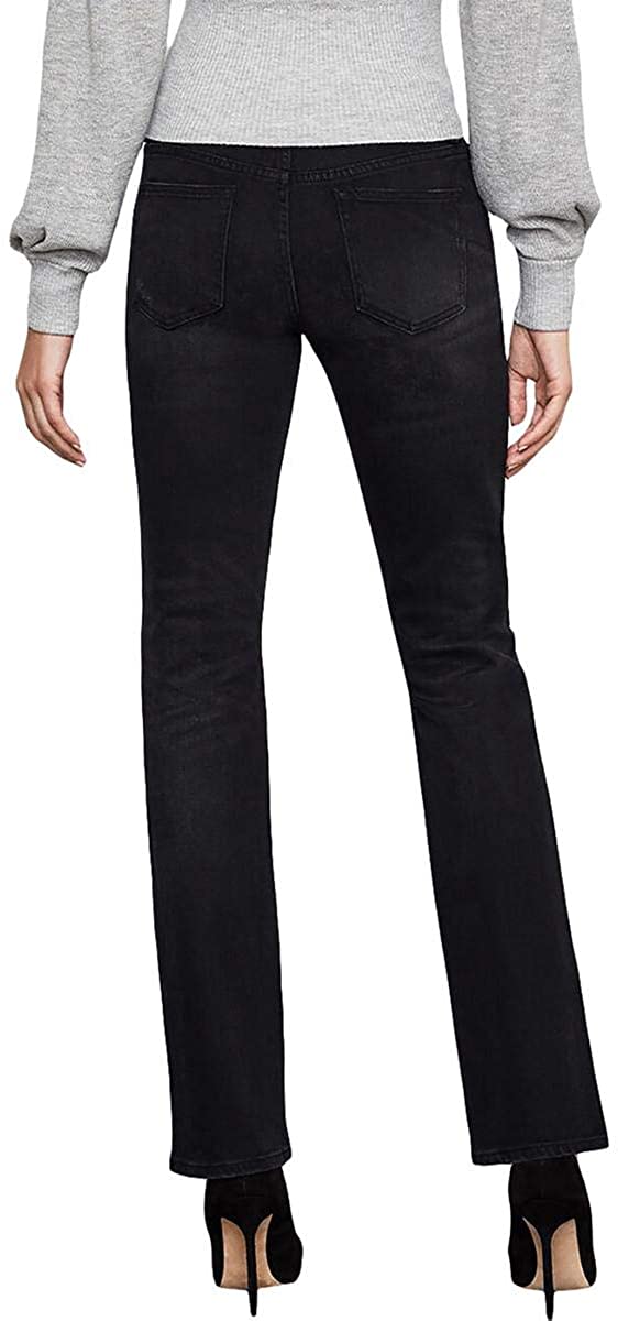 Women's BCBG Max Azria Denim Distressed Straight Leg Jeans Black 28