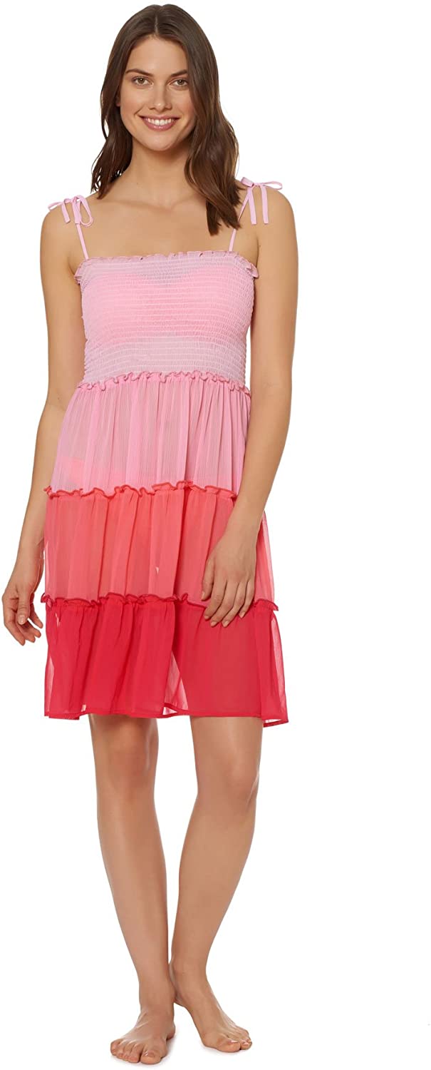 Women's Bleu Rod Beattie Ruffled and Ready Tank Dress Swim Cover up Cherry - Large