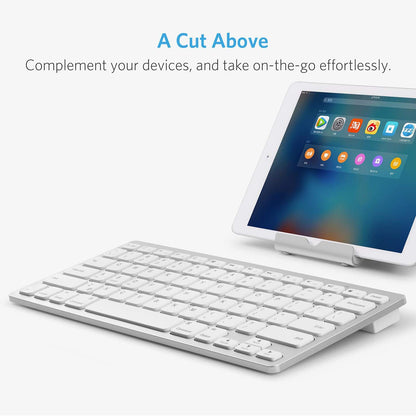Anker Ultra Compact Slim Profile Wireless Bluetooth Keyboard for iOS, Android, Windows and Mac with Rechargeable 6-Month Battery, White