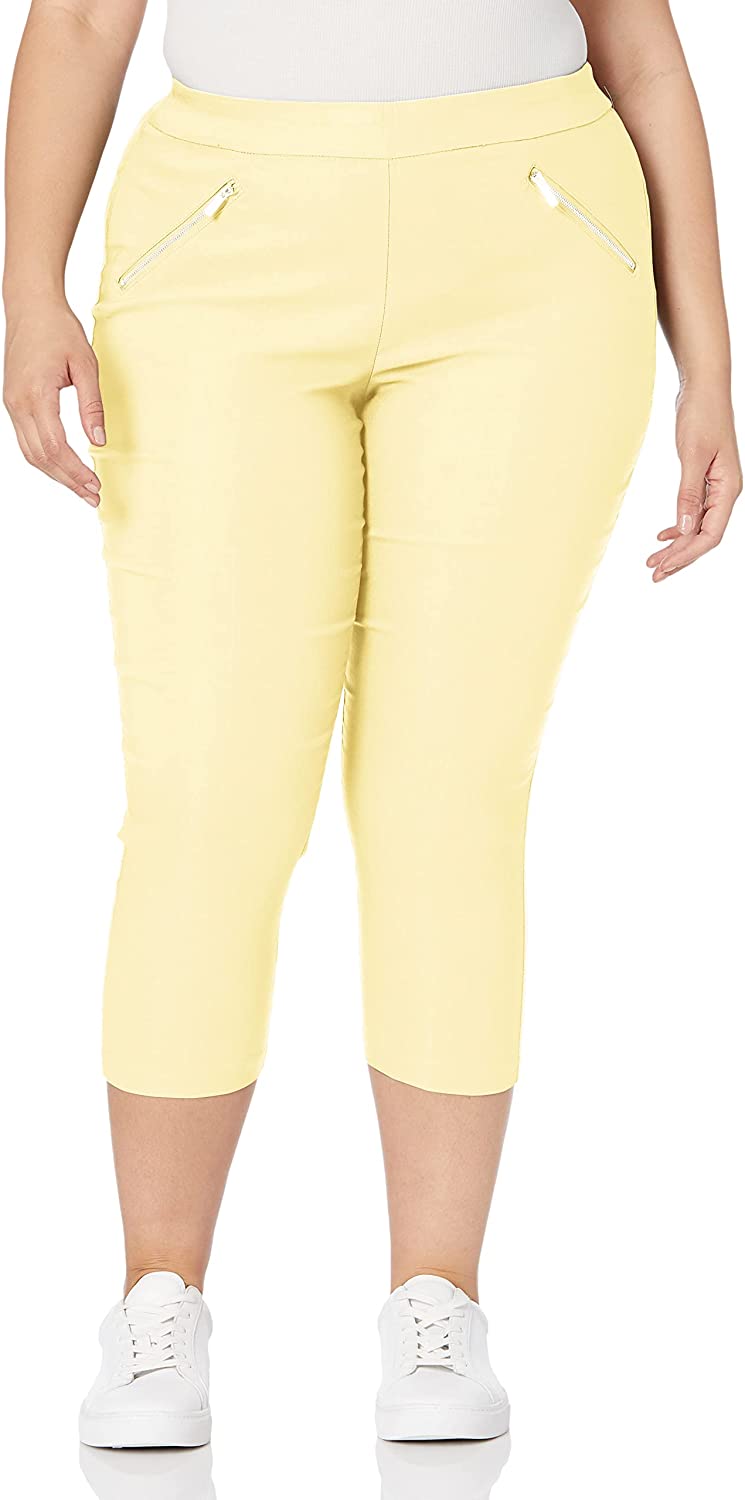 Women's Nanette Lepore Pull On Cropped Pants with FRS, Sundance Yellow, size 10