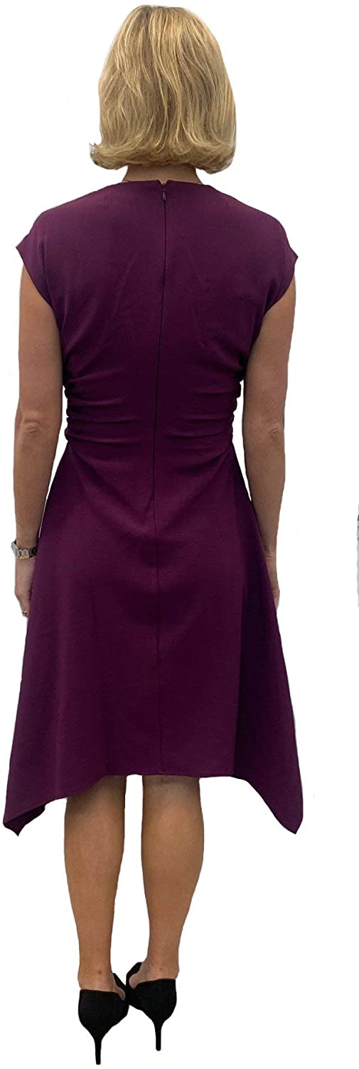 Women's Julia Jordan A-Line Midi Length Dress with Cap Sleeves, Plum, 8