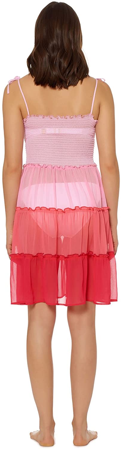 Women's Bleu Rod Beattie Ruffled and Ready Tank Dress Swim Cover up Cherry - Large