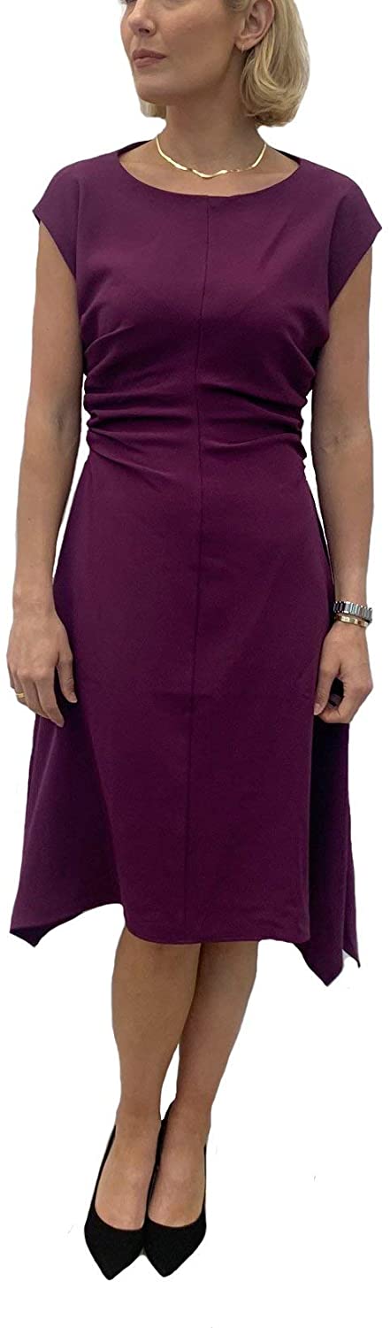 Women's Julia Jordan A-Line Midi Length Dress with Cap Sleeves, Plum, 8