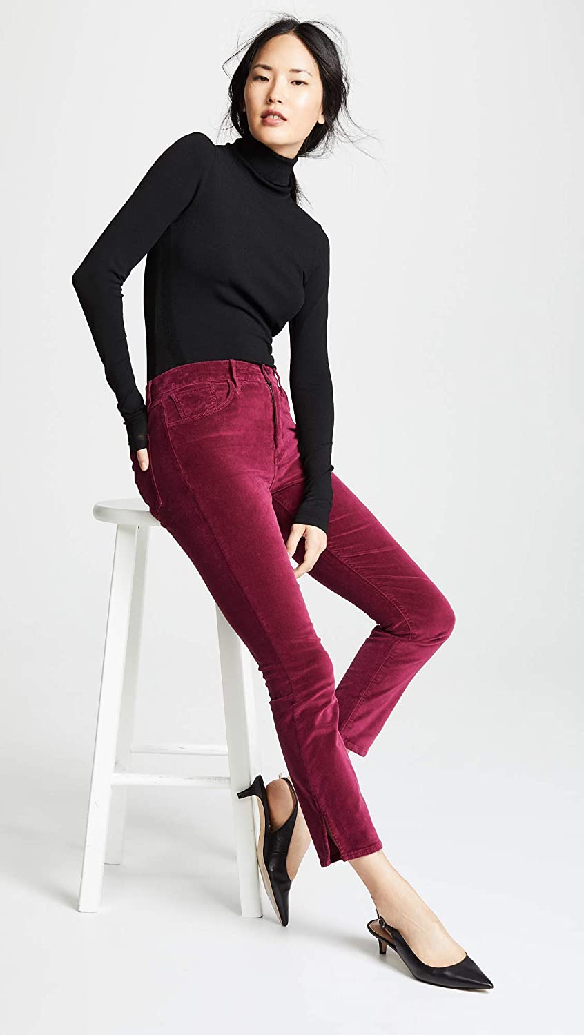 Women's 3x1 W3 Velvet Higher Ground Mini Split Jeans in Merlot