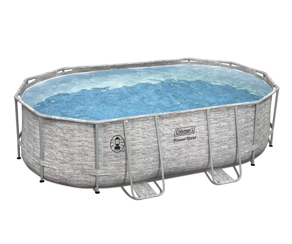 Coleman 90469E Power Steel Frame 16ft x 10ft x 48in Oval Above Ground Pool Set