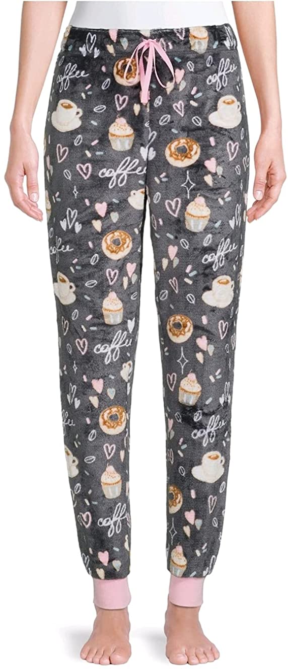 Women's Coffee & Donuts Greystone Super-Mink Plush Cuffed Sleep Lounge Pants - Small