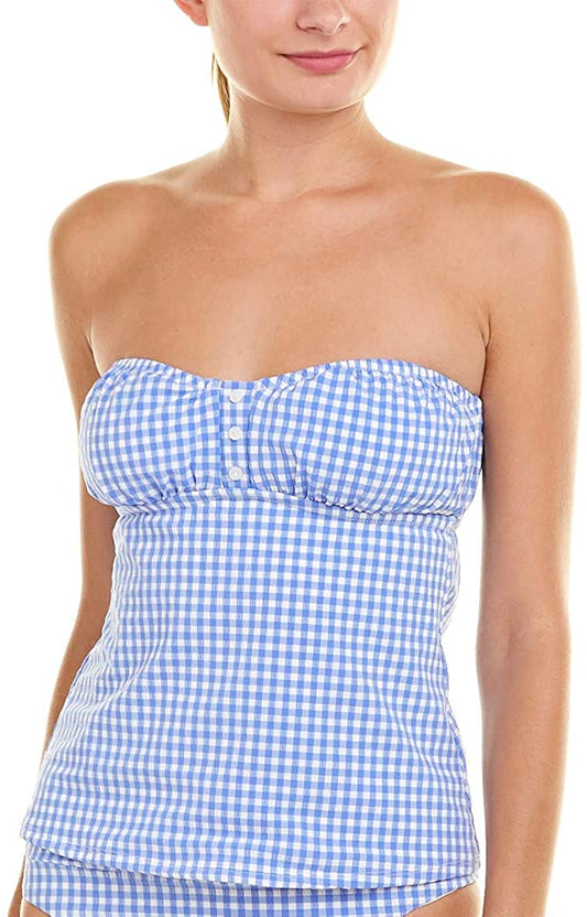Women's Nanette Lepore Button Front Bandeau Tankini Swimsuit Azul Top ~ X-Small