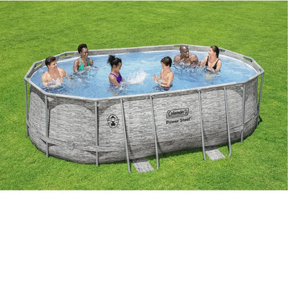 Coleman 90469E Power Steel Frame 16ft x 10ft x 48in Oval Above Ground Pool Set