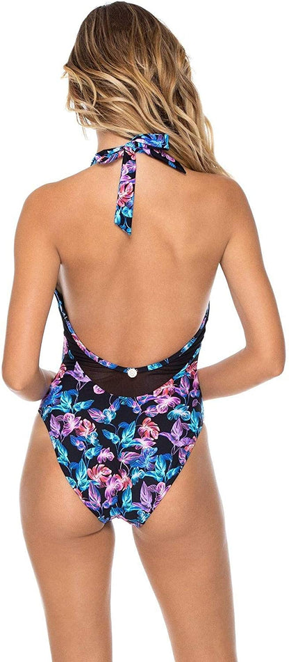 Swim Systems Women's Standard Solana Plunge One Piece Swimsuit with Mesh Inserts
