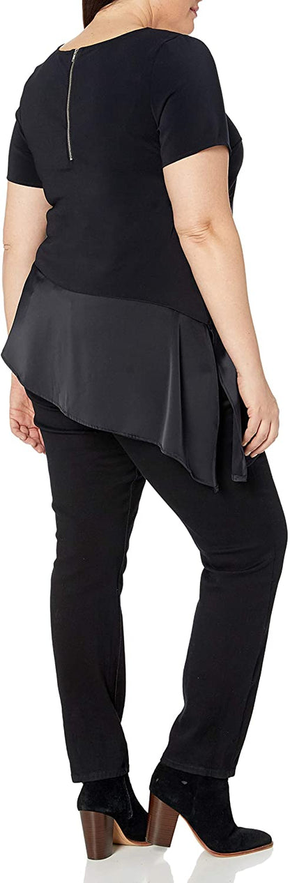Women's Rebel Wilson X Angels  Plus Size Asymmetric Crepe Short Sleeve Top