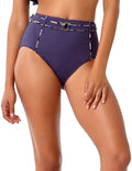 Women's Anne Cole Denim Days High Waist Bikini Bottom in Navy - XL