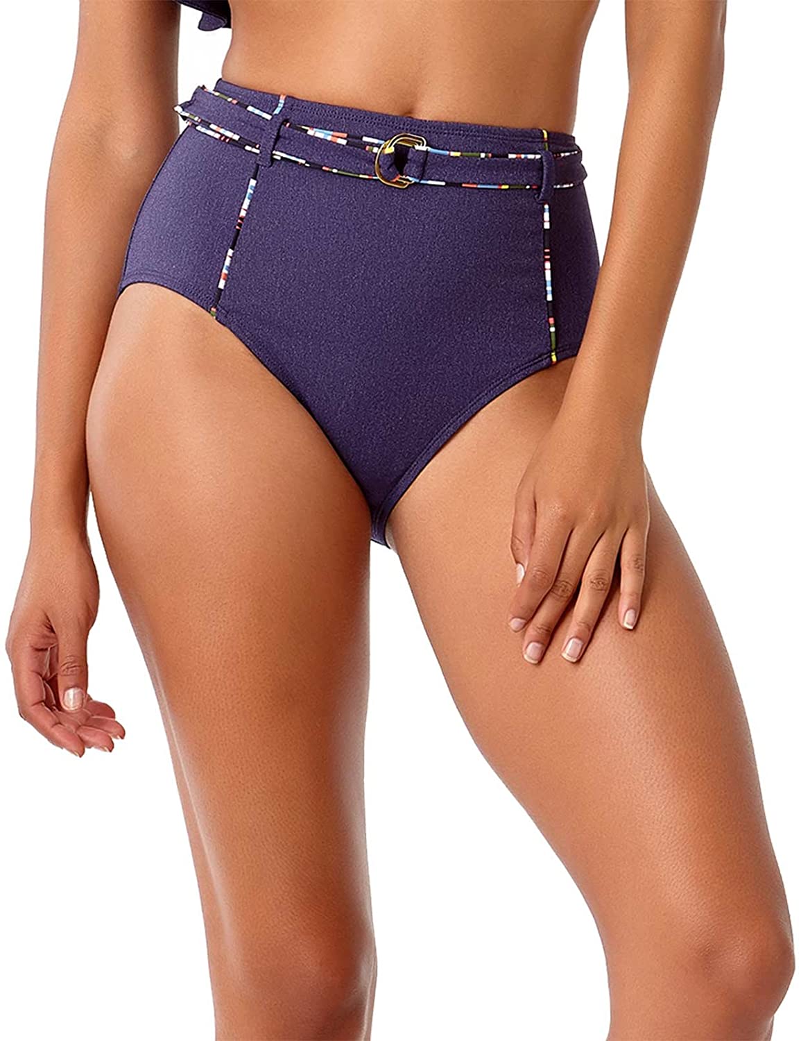 Women's Anne Cole Denim Days High Waist Bikini Bottom in Navy - XL