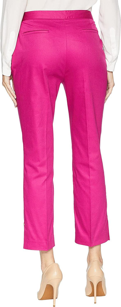 Women's ELLEN TRACY Slim Leg Trousers w/Side Slits Orchid size 14