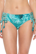 Women's Becca By Rebecca Virtue Loop Tie Side Hipster Bikini Bottom Multi ~ Medium