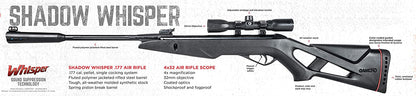 Gamo Shadow Whisper .177 Caliber Break Barrel Air Rifle with Scope