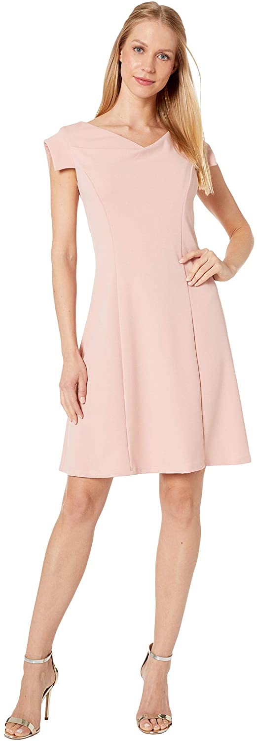 Women's bebe Asymmetrical Cowl Neck Cap Sleeve Dress Blush - size 8