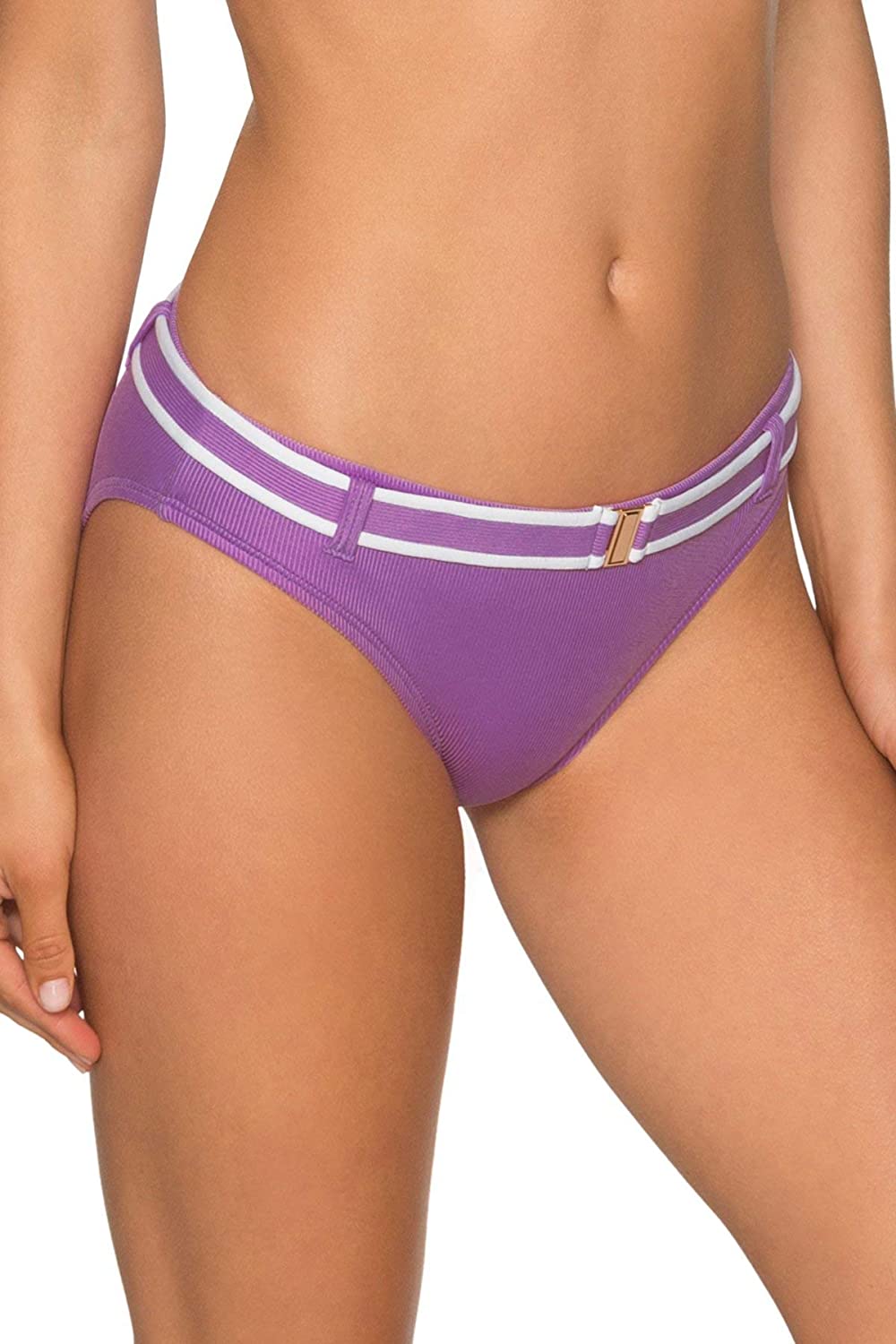 Swim Systems Women's Zuma Belted Hipster Bikini Bottom Swimsuit Swimwear, Lilac, Small