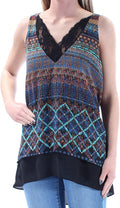 Women's Karen Kane Riviera Stripe Lace Trim Tank Top Print X-Small