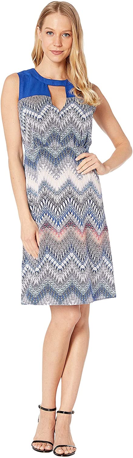 Women's BCBGMAXAZRIA Woven Print Block Dress Multi/Zigzag Ombre - size 0