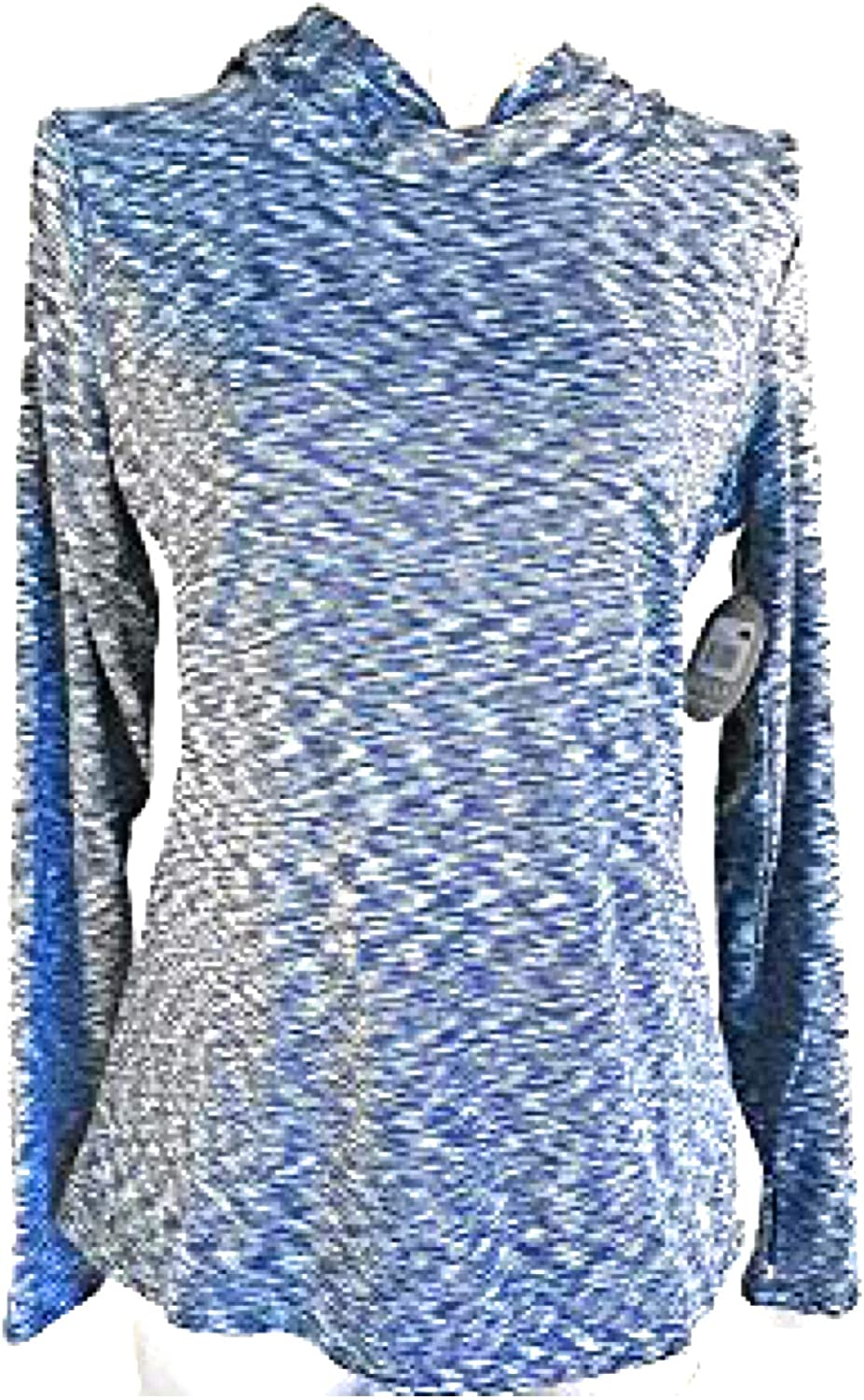 Women's BALLY Total Fitness Long Sleeve Fleece Lined Active Shirt with Thumbholes & Hood - X Large Midnight Blue